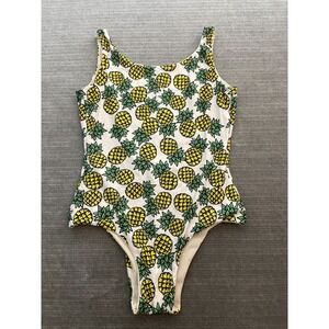 Fused Hawaii One Piece Bathing Suit Women XL Pineapple Print Low Back Vacation